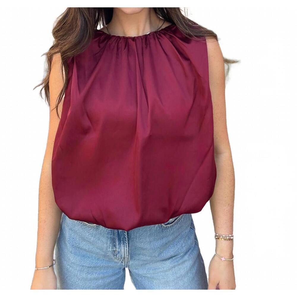 NEW WISHLIST satin stitches blouse in burgundy - Picture 1 of 2